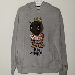 BKYS Big Charm Long Sleeve Hoodie Men's Size XL Gray Hooded Pockets